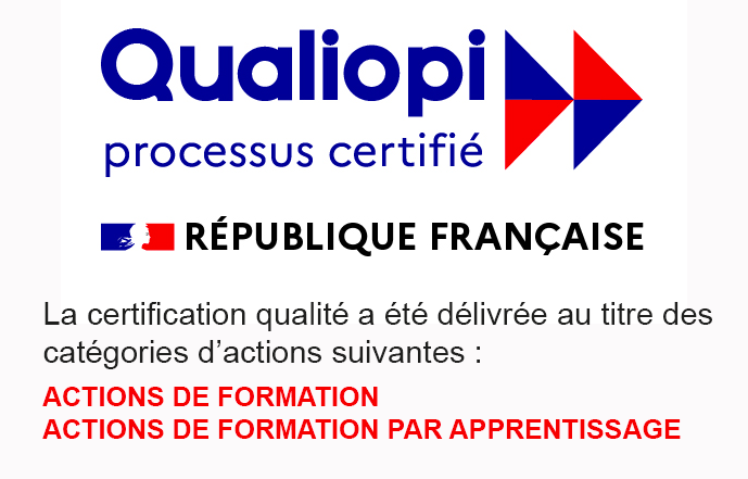 Logo Qualiopi certification actions de formation et actions de formation par apprentissage